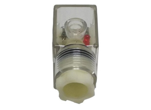 Conector din 43650 com led modelo 'B' 2P+T para solenoide DC-SOCKET200DC