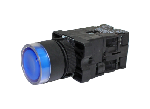 Botao Pulso Iluminado P20IGR-BL7-1C 24V - Azul (NA+NF) - Metaltex