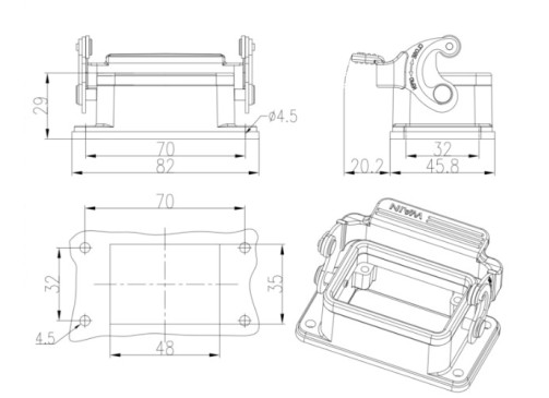 Base de Embutir Trava Frontal H6B-BK-1L/SC 1 Alavanca - ProAuto