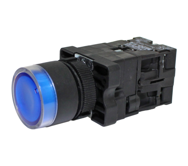 Botao Pulso Iluminado P20IGR-BL7-1C 24V - Azul (NA+NF) - Metaltex