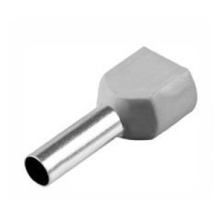 Terminal Tubular Ilhós Duplo 0,75mm² - Cinza - 100 Unidades TE7508