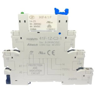 Rele Acoplador Slim HF41F + 41F-1Z-C2-1 24VDC - 6A - ProAuto