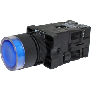 Botao Pulso Iluminado P20IGR-BL7-1C 24V - Azul (NA+NF) - Metaltex