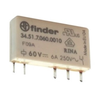 Mini Rele P/ PCI 1 REV 60VDC Finder 34.51.7.060.0010