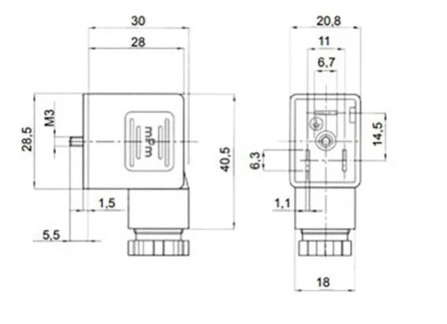 Conector Retangular S/ Led (Ac/Dc) P/ Bobina Valvula (016937) SOCKET200PR