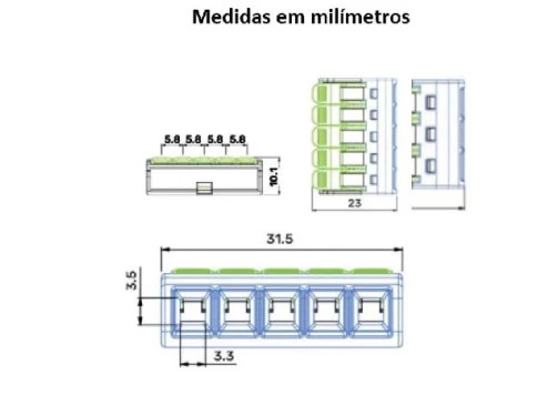 Conector De Emenda XM-26-05P - 0.2-4.0mm² 5 Vias - ProAuto