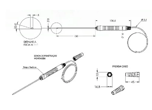 Sonda de Penetracao  SB32 2,5M -150X05MM NTC -  Full Gauge