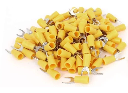 Terminal Pré-Isolado Garfo Para Cabo 6mm² -  SV5.5-5 - Amarelo - 100 Unidades