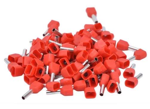 Terminal Tubular Duplo 1,0mm² - Vermelho- 100 Unidades TE1008