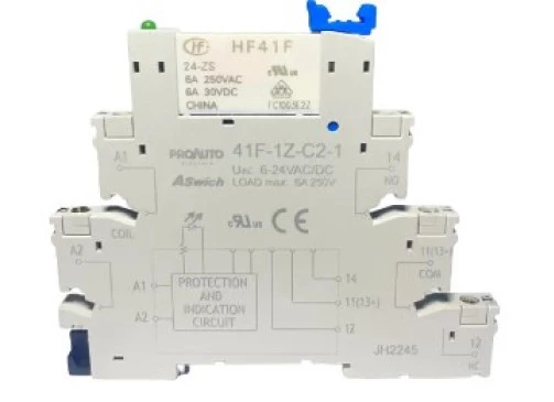 Rele Acoplador Slim HF41F + 41F-1Z-C2-1 24VDC - 6A - ProAuto