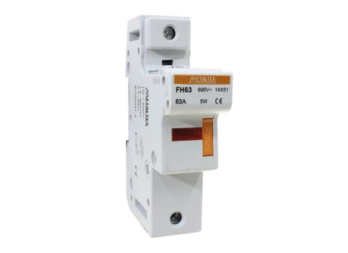 Porta Fusível Monopolar 14x51 Detecção Fusível Aberto  63A - Metaltex