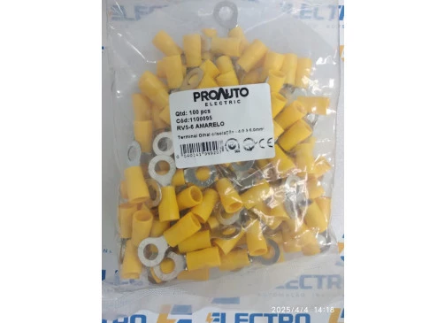 Terminal olhal pre isol 6,0mm2 (am) c/100 - M6