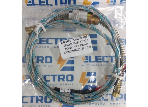 Termopar Tipo J Baioneta Ponteira 8 mm cabo 2m  