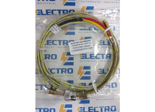 Termopar Tipo K Ponteira 6 mm cabo 3m (Mola e Adaptador)
