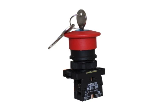 Botao Emergencia P20ACR-R-1B Plastico C/Chave (Vermelho) Gira+Nf - Metaltex