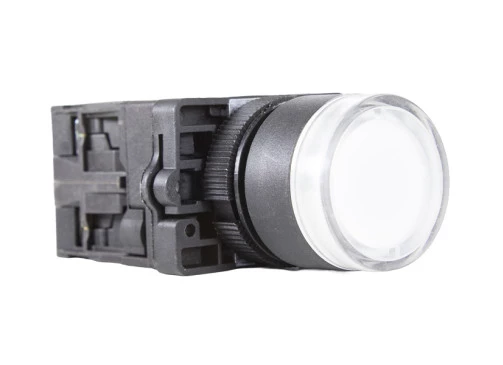 Botão Pulsador Iluminado Plástico 22mm - 220VCA - Branco - 1NA+1NF - Metaltex