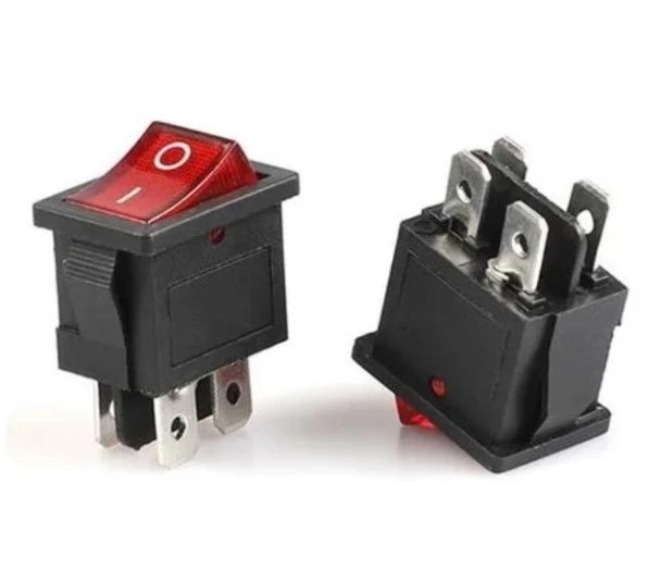 Chave Gangorra KCD4-201N Vermelha 4T 16/20A 250V c/ Marcação