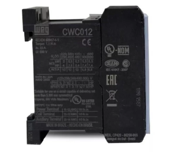 Mini contator CWC012-01-30V26 190V 50HZ/220V 60HZ 12486661 Azul  - WEG  