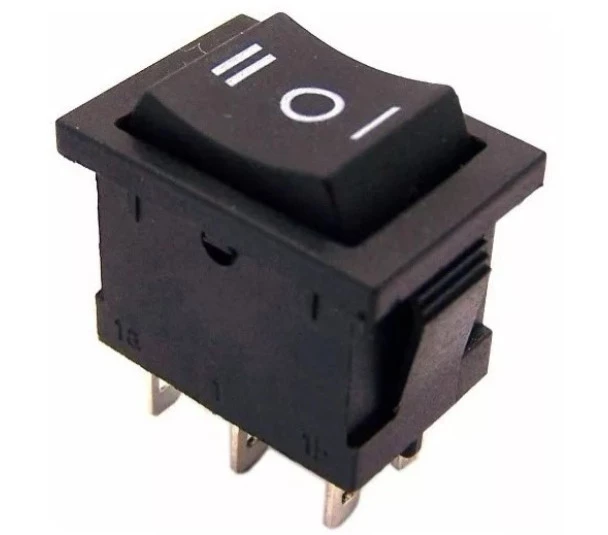 Chave Gangorra KCD1-103/B2  6A/250V 125V 3 Terminais/3 Posições Preto