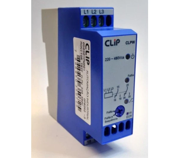 Rele CLPW falta fase/sequencia fase c/neutro 220-480VCA  - CLIP