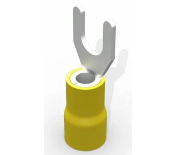 Terminal Pré-Isolado Garfo Para Cabo 6mm² -  SV5.5-5 - Amarelo - 100 Unidades