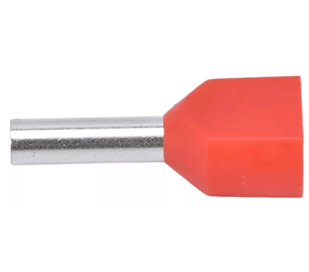 Terminal Tubular Duplo 1,0mm² - Vermelho- 100 Unidades TE1008