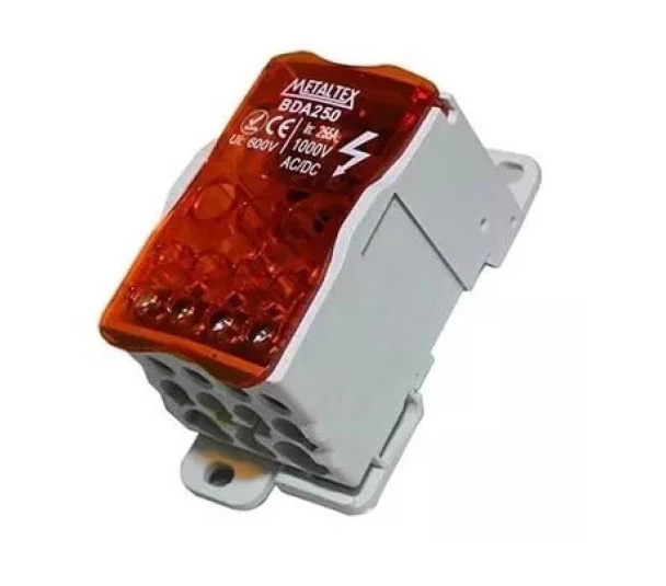 Bloco Distribuição Modular 160a 8 Terminais Bda160 Metaltex