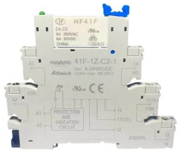 Rele Acoplador Slim HF41F + 41F-1Z-C2-1 24VDC - 6A - ProAuto