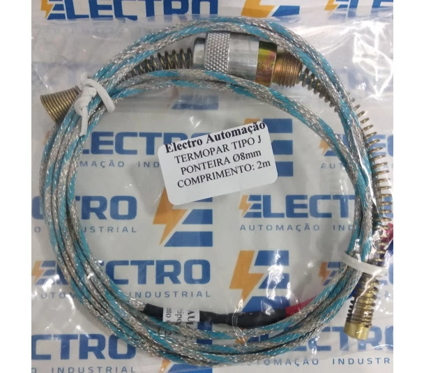 Termopar Tipo J Baioneta Ponteira 8 mm cabo 2m  