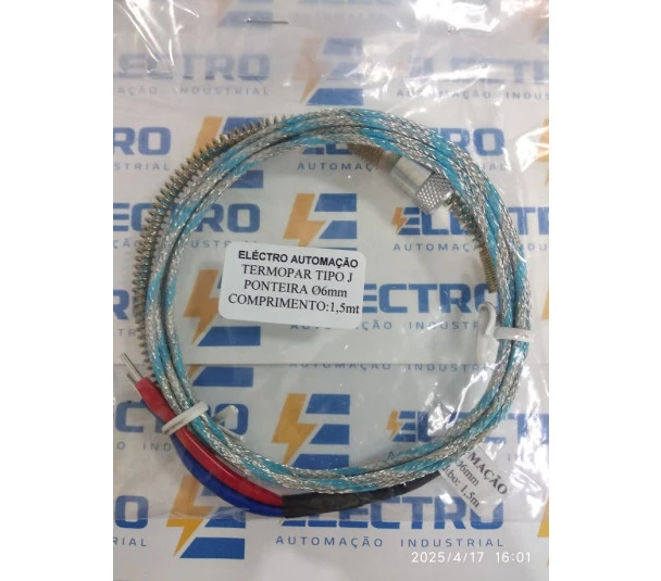 Termopar Tipo J Baioneta Ponteira 6 mm cabo 1,5M 