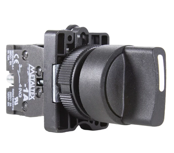 Chave Seletora Knob Curto 2 Posições com Retorno - 1NA  P20SCR3-B-1A - Metaltex