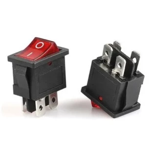 Chave Gangorra KCD4-201N Vermelha 4T 16/20A 250V c/ Marcação