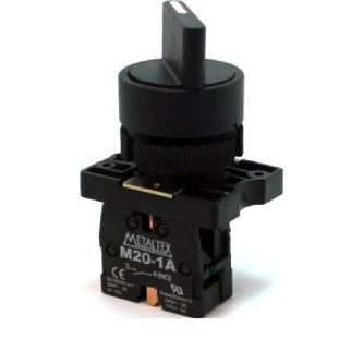Chave Seletora P20SCR2-B-1A 2 Posições Fixas 1NA (45G) Knob Curto  - Metaltex