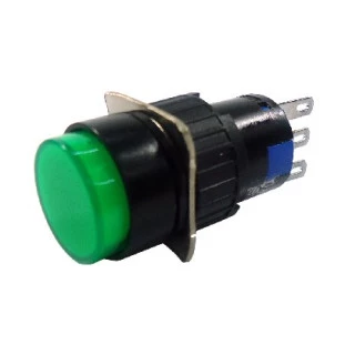Botão de Comando Redondo Pulsante 16mm JNG YLAY8E-Y11G