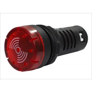 Sinaleiro - Buzzer 22mm  12V (Vermelho) (Sonoro + Iluminado )