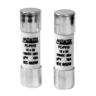 Fusível Cilíndrico FC-PV15 10x38mm GPV 1000V - 15A - Metaltex