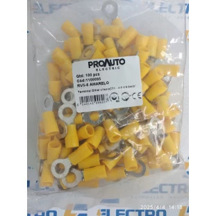 Terminal olhal pre isol 6,0mm2 (am) c/100 - M6