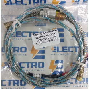 Termopar Tipo J Baioneta Ponteira 8 mm cabo 2m  