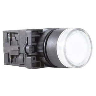 Botão Pulsador Iluminado Plástico 22mm - 220VCA - Branco - 1NA+1NF - Metaltex